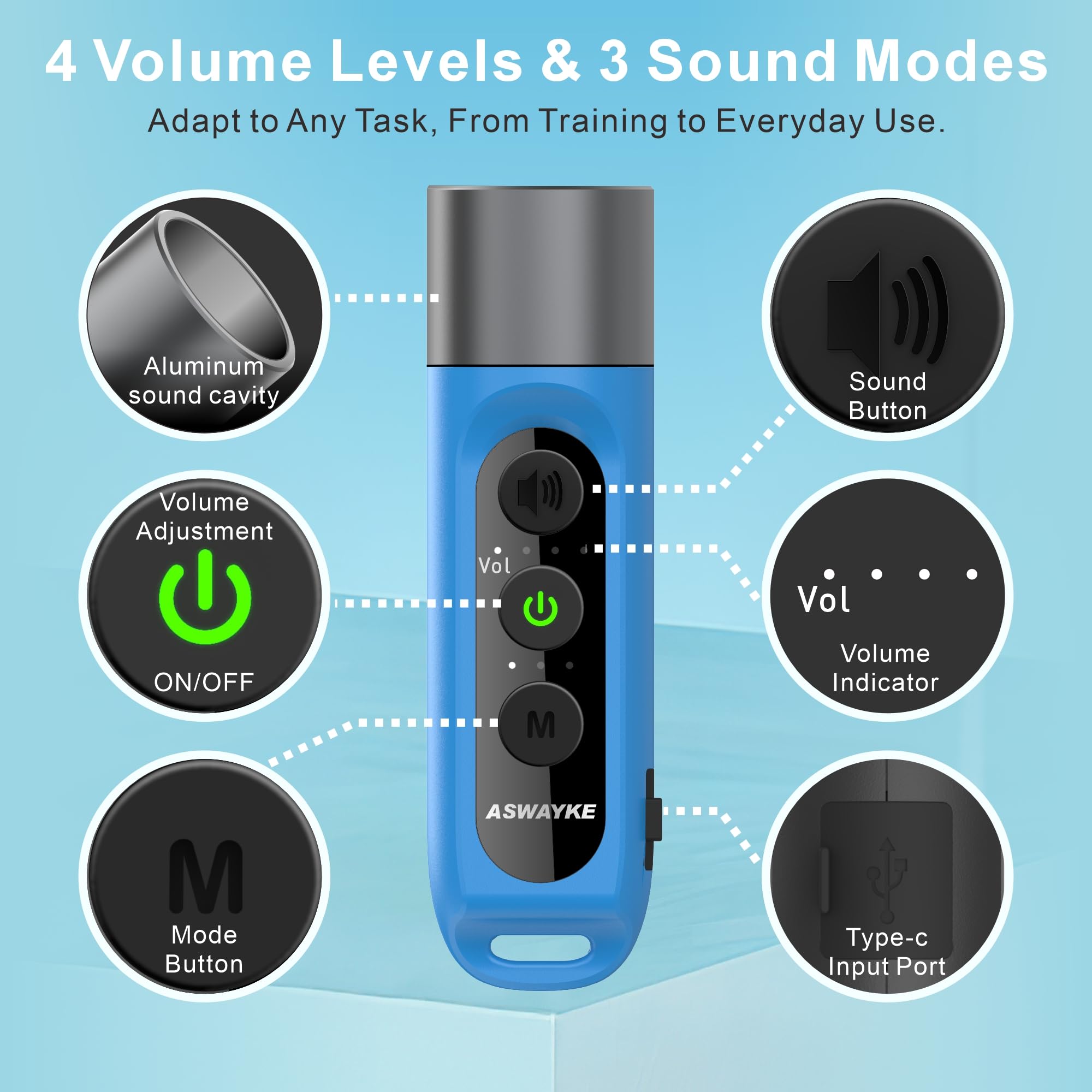 Silbato electrónico IPX5 máximo de Sonido 125db, batería de 1000 mAh para Entrenadores, Profesores, Silbato Deportivo