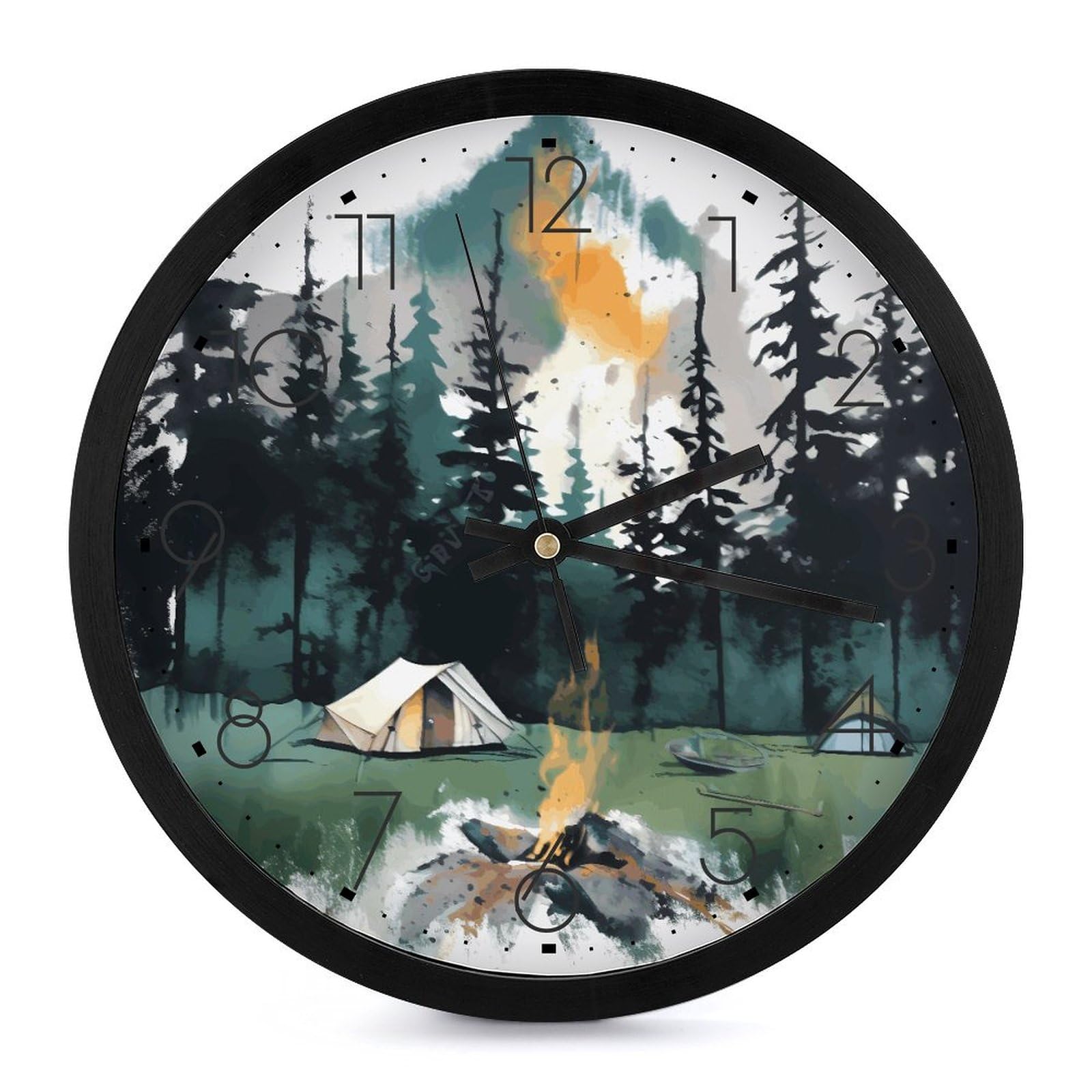 Horloge murale de camping silencieuse 25cm nature sauvage pour cuisine