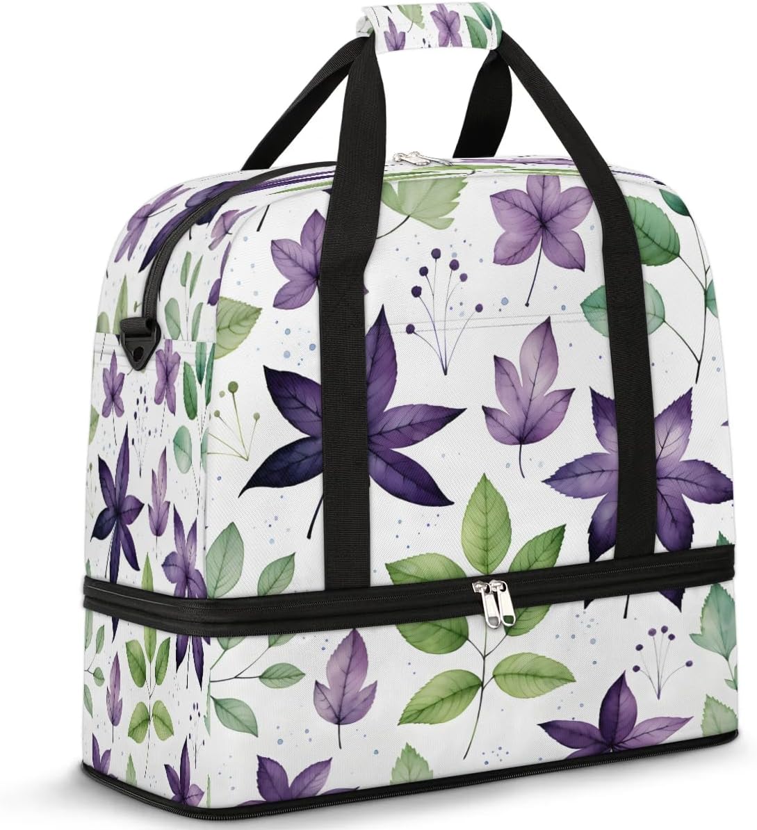 Sports Duffel Bag, Foldable Maple Leaf Travel Duffel Bag, Gym Yoga Beach Bag Weekender Overnight Bag with Shoes Compartment for Men Women, Colorful Leaves