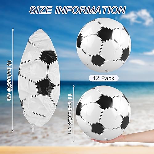 Miniatura 2 de durony Pelota de playa inflable de fútbol de 11 pulgadas, 12 piezas, pelota deportiva inflable para fiesta de cumpleaños, verano, playa, juegos de