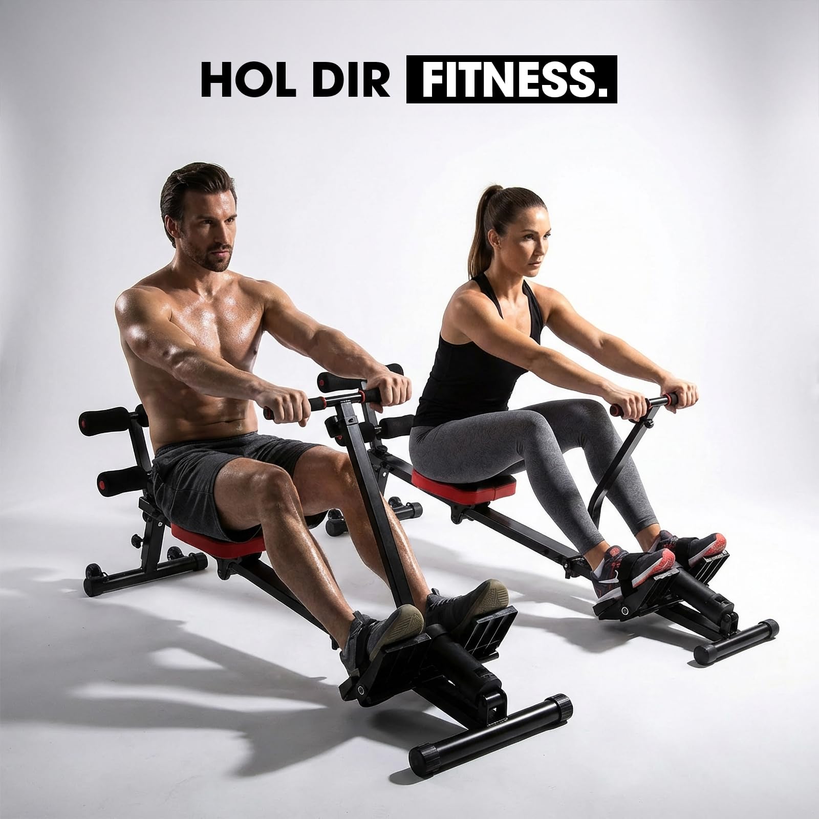 Kendox RowShaper - Fitness Rudergerät für Zuhause - Sportrudergerät für Ganzkörpertraining - Rudermaschine mit LCD Display - klappbares Rudergerät für Cardio & Krafttraining - für effektive Übungen