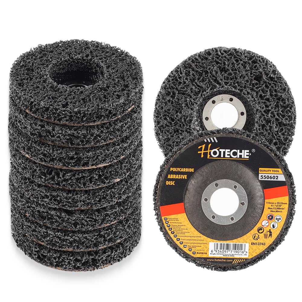 Hoteche 10 sztuk czarnych tarcz szlifierskich – 115 x 22,23 mm, do usuwania rdzy, usuwania lakieru, polerowania i szlifowania, tarczy CSD, szlifierek do piast kół, ściernic do metalu, kolorowe