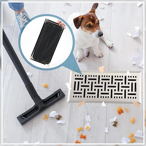 Miniatura 6 de Juego de 12 fundas de ventilación de piso resistentes con trampa de cubierta de 4 x 10 pulgadas, diseño cepillado con amortiguador suave y rejilla