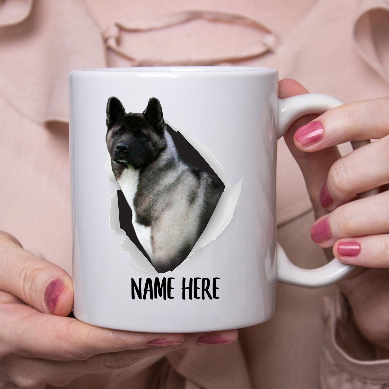 Funny Personalized Akita Grey Custom Name White Coffee Mug Printed Coffee and Tea Ceramic Mug- 320 ML Ceramic Coffee Mug 8313