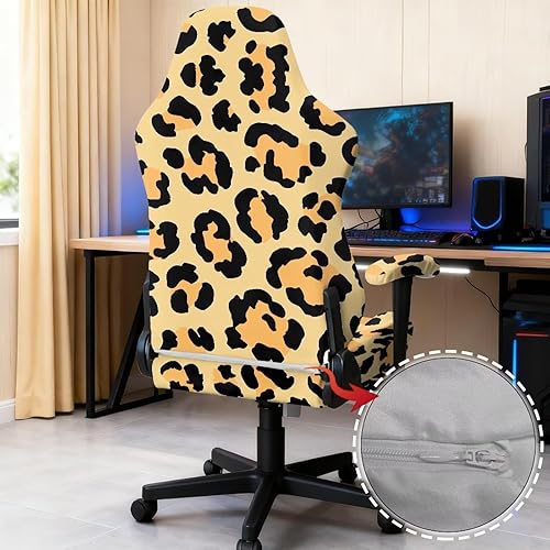 Miniatura 5 de Leopard Print Gaming Chair Covers Slipcovers Attached Arms Classic Ergonomic Office Chair Slip Cover Non-Slip Video Game Chairs Cover for Lover