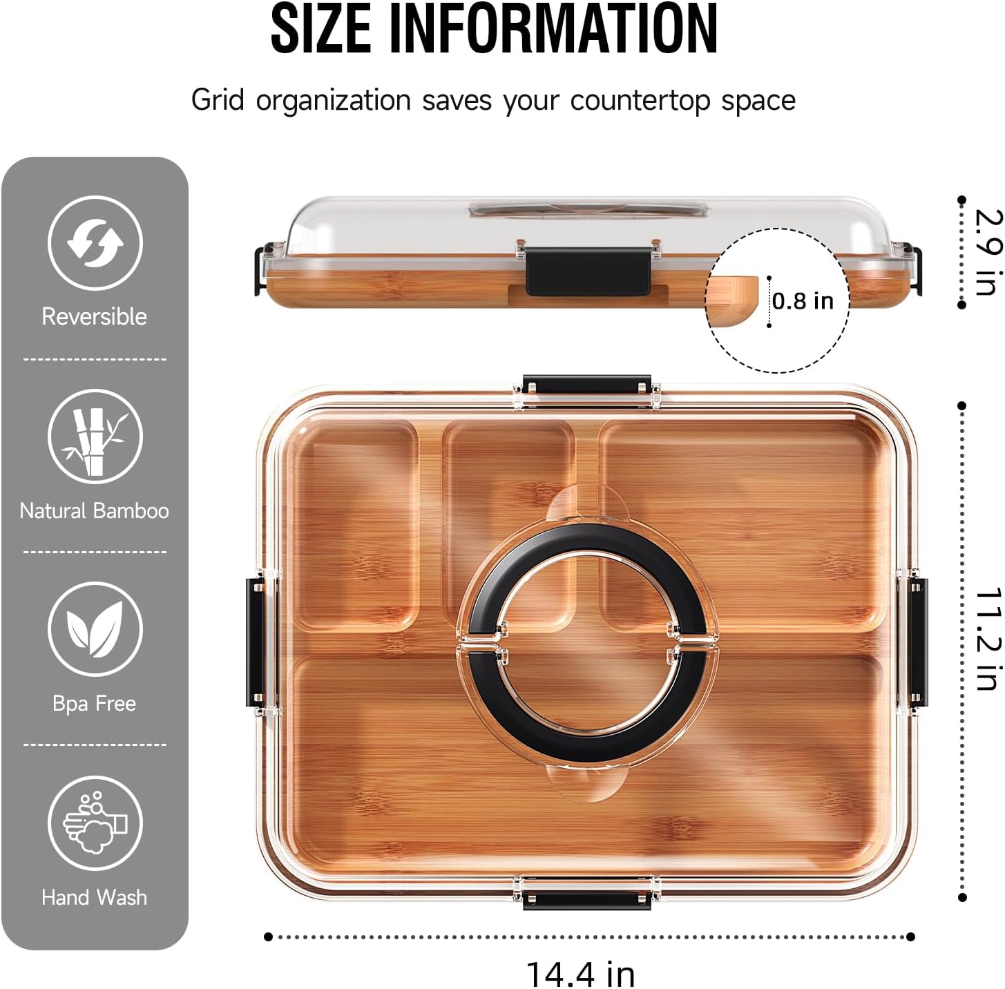 Charcuterie Board with Clear Lid, Travel Portable Cheese Board Charcuterie Boxes Cutting Boards for Kitchen, House Warming Gifts New Home, Gifts for Women (4 Compartments Black) - Image 2