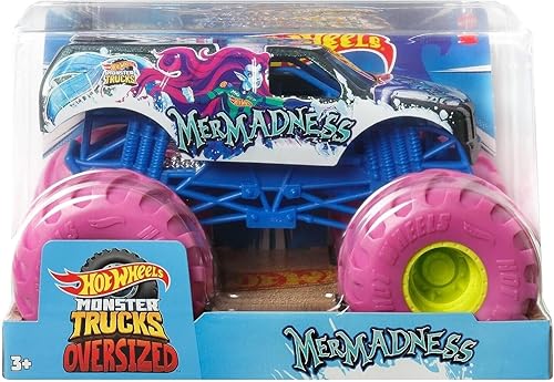 Hot Wheels Monster Trucks - Camión de juguete de metal fundido a presión de gran tamaño a escala 124 (2023 MerMADNESS)