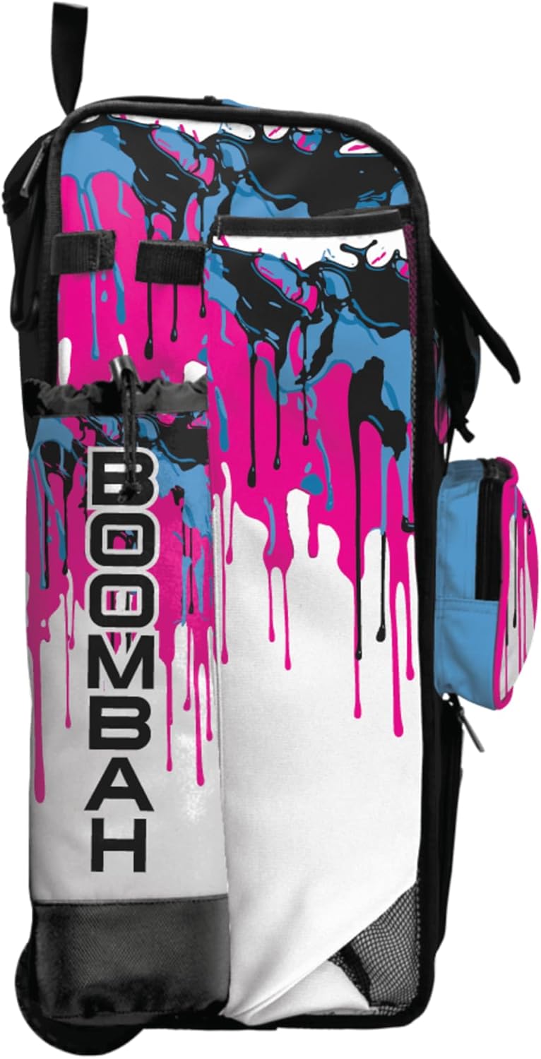 Boombah Rolling Catchers Superpack Baseball/Softball Bat Bag - Telescopic Handle - Holds 4 Bats - Wheeled Version - Graffiti Drip - Multiple Color Options
