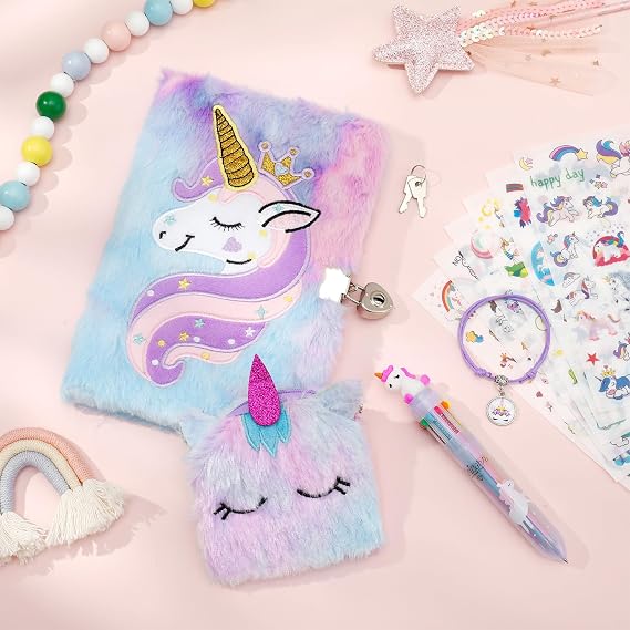 FRIUSATE Unicorn Secret Diary for Girls,Unicorn Lockable Diary