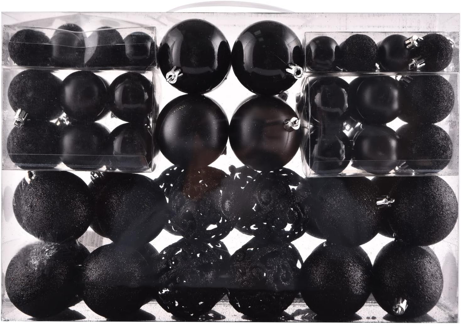 Halloween Balls Tree Ornaments, Shatterproof Christmas Decorations Set with Reusable Hand-held Gift Package for Holiday Xmas Tree Decor (100, Black)