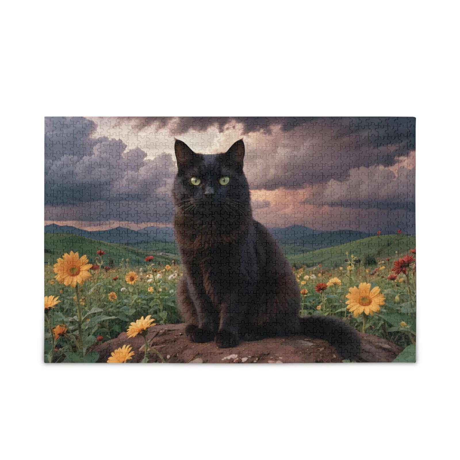 Kucing hitamページ！ KYZSXZ Wild Black Cat Jigsaw Puzzle for Adults 500 Pieces, Zigsaw