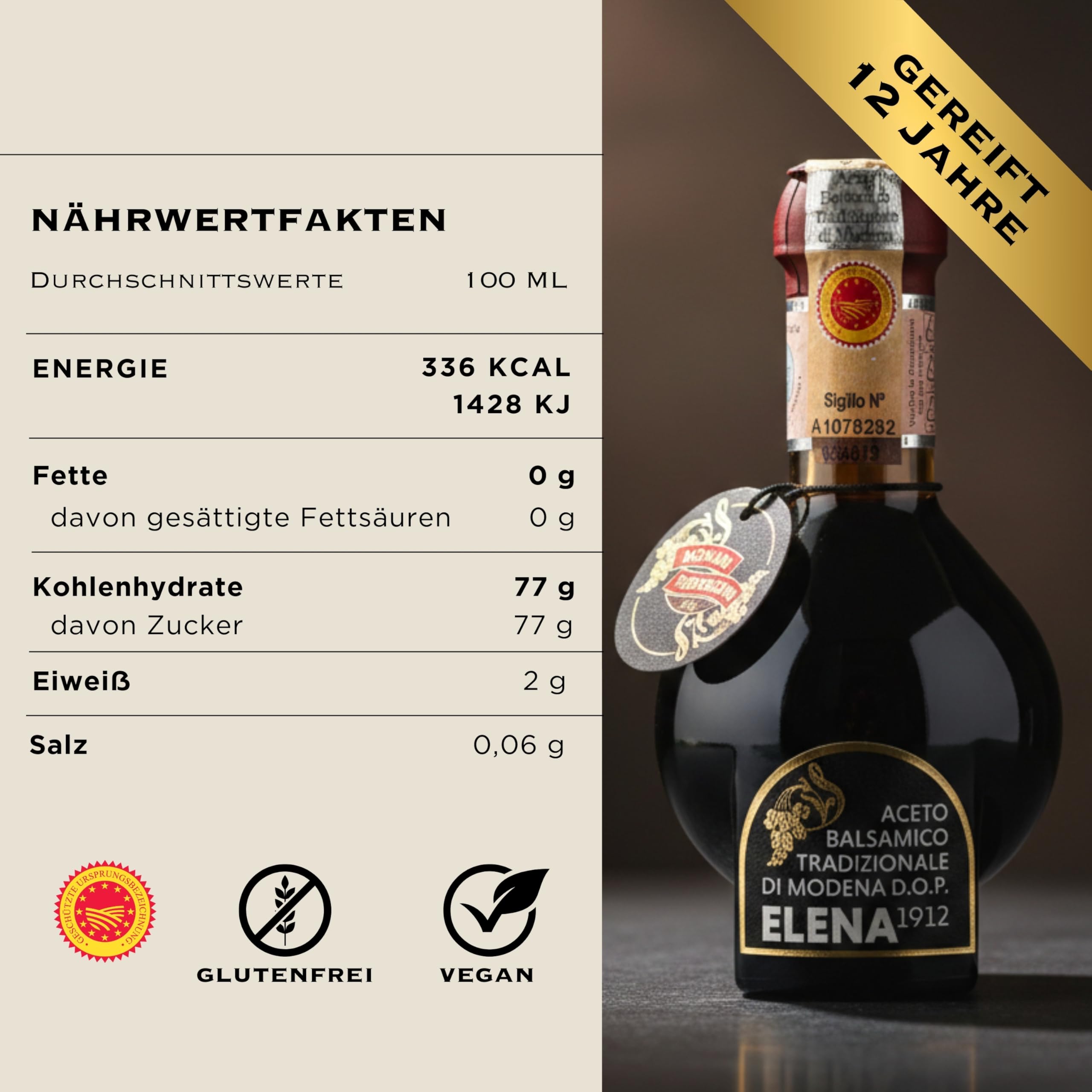 Monari Federzoni Balsamico Essig aus Modena DOP, 12 Jahre alt, traditionelles Produkt nur mit gekochtem Traubenmost – inklusive praktischem Spender – Schachtel mit 100 ml