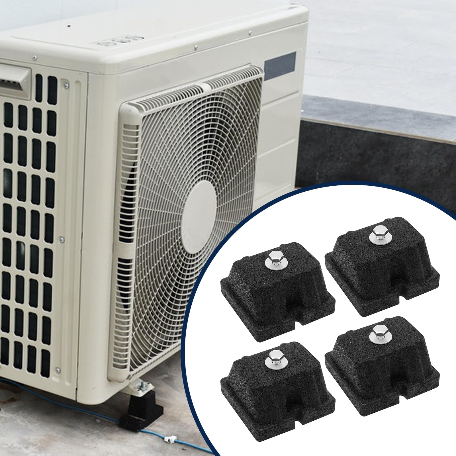 Patas Antivibración A/A Soporte Montaje Aislante Resistente | 4 Amortiguadores de Goma Antivibración para Minisplit Exterior, Condensadores, Bomba Calor, A/C, y Soportes HVAC