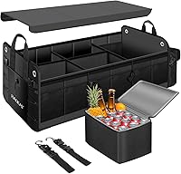 Vista 7 de HAOKAY Organizador duradero para maletero de automóvil con bolsa térmica de aislamiento premium, organizador de almacenamiento de maletero plegable
