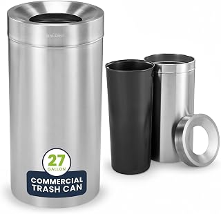 Alpine 27 Gallon Indoor Commercial Trash Can Open Top Stainless Steel