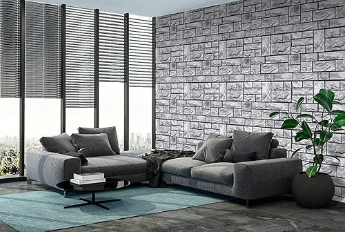 Miniatura 2 de Retro-Art Paneles de pared 3D, paquete de 6, bloques de piedra natural en gris, PVC, 17.5 x 23.75 pulgadas, cubren 17.31 pies cuadrados 573SG