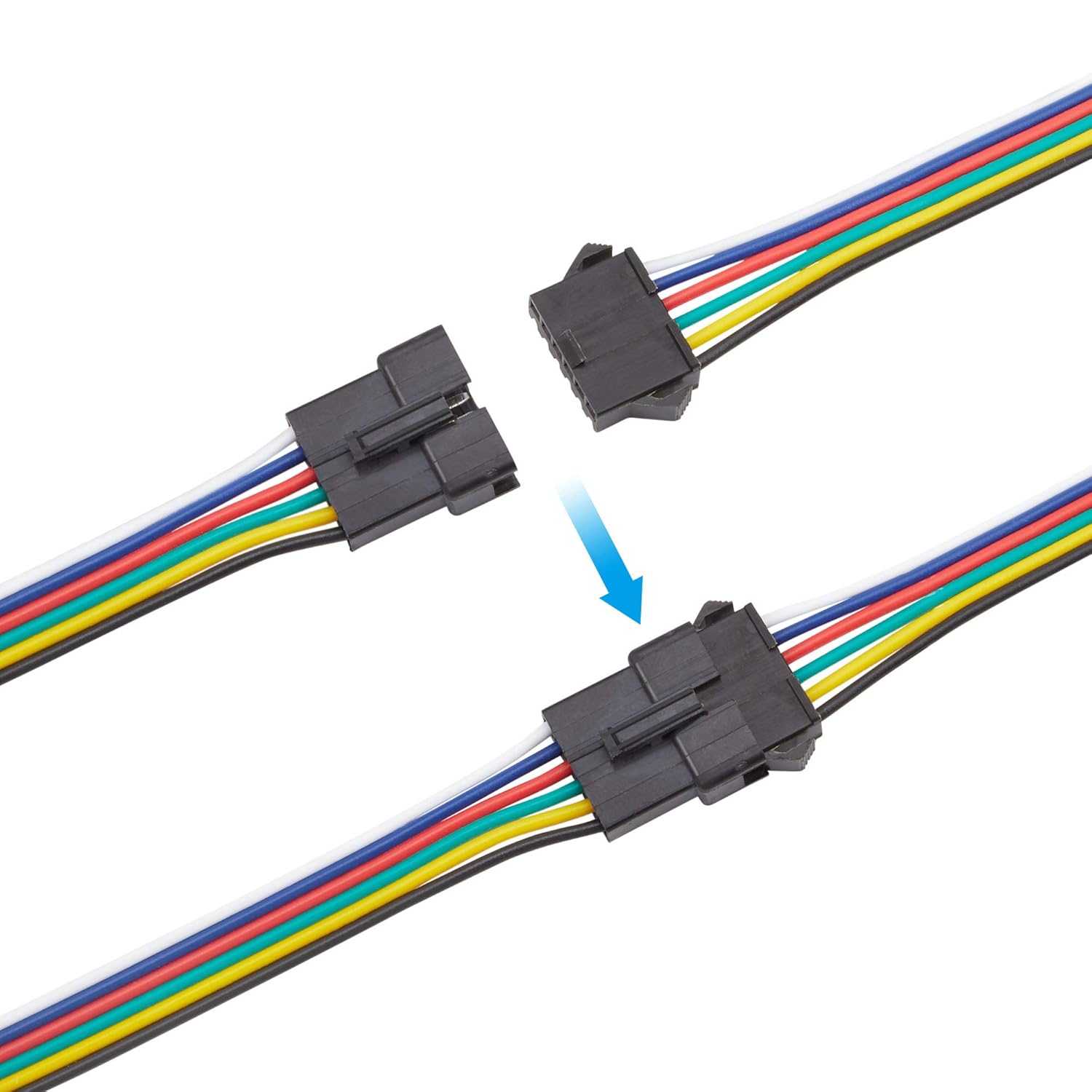 ACTOO 6 Pin JST SM Connector LED Power Male to Female SM Terminal Wire Cable Adapter for 5050 RGBWW LED Light Strip (10 Pair)