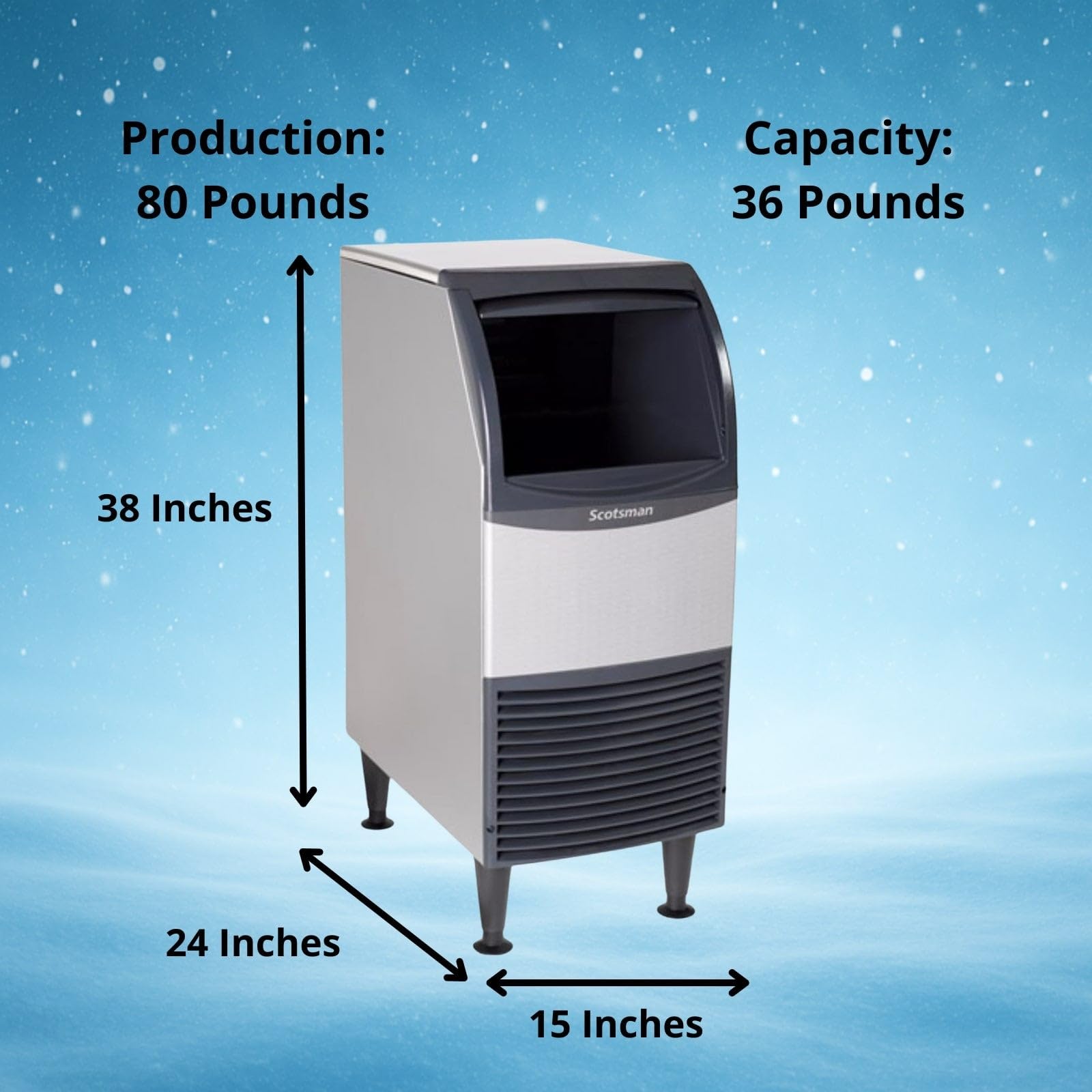 Scotsman Undercounter Medium Cube 15" Ice Maker - 80 Lb/Day, 36 Lb Storage Bin on Fridge.com - View 4