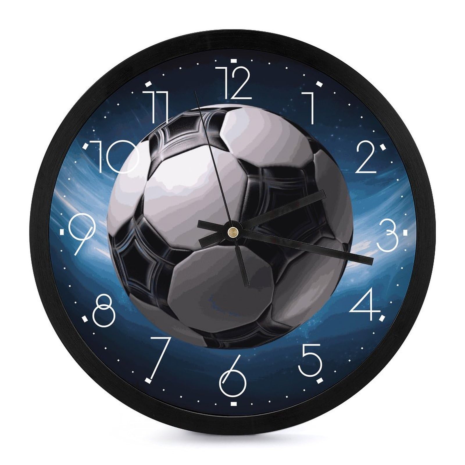 Grande horloge murale silencieuse sans tic-tac et imprimé football pour déco chambre