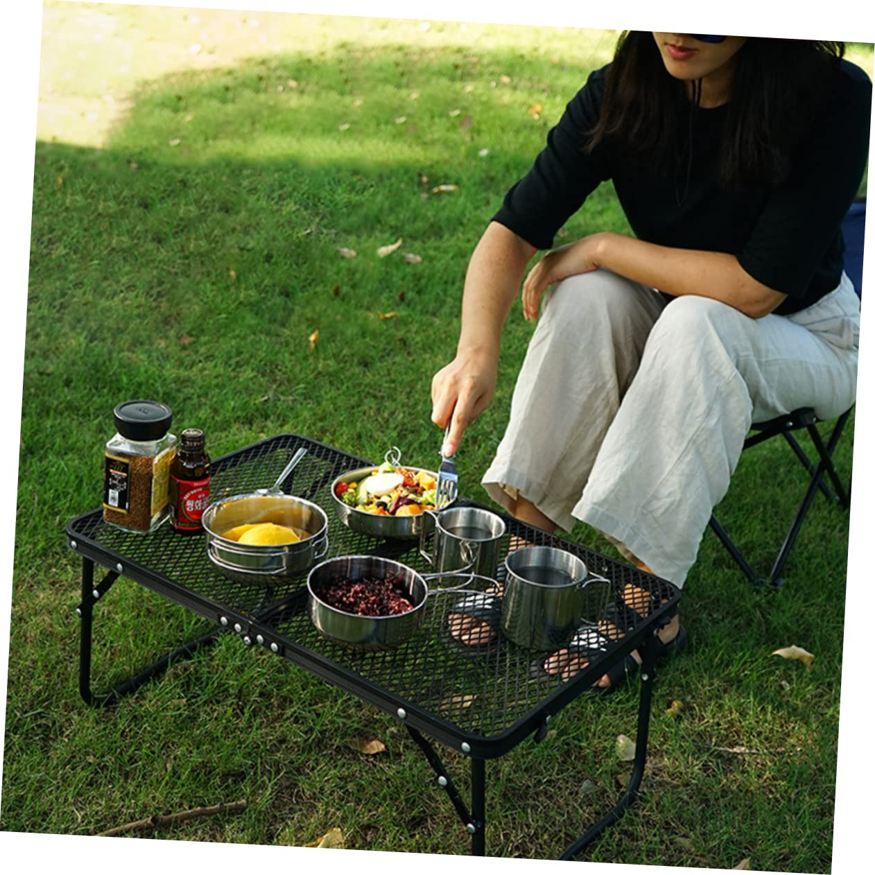 BESPORTBLE 1 Ensemble De 5 Casseroles À Revêtement Bols Poêles Unité De Cuisine De Camping Conteneurs De Préparation De Repas Cuisinière Pliable Réutilisable Bouilloire De Camping