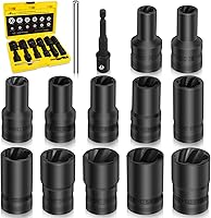 Vista 11 de Topec 6 herramientas de extracción de tuercas de llanta, kit de extracción de bloqueo de rueda motriz de 1/2 pulgada, removedor de tuercas peladas