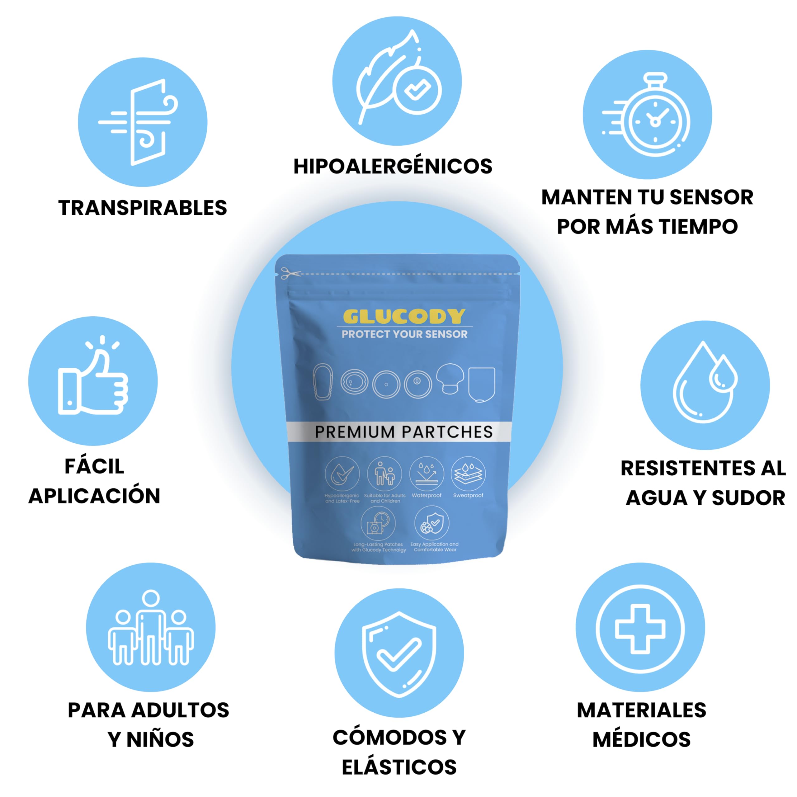 10pc Parches Sensor Freestyle Libre 2 Hipoalergénicos, Impermeables, Transpirables Y Suaves Con La Piel/Marca Especializada En Parche Sensor Freestyle Libre 2 Complementos Diabetes