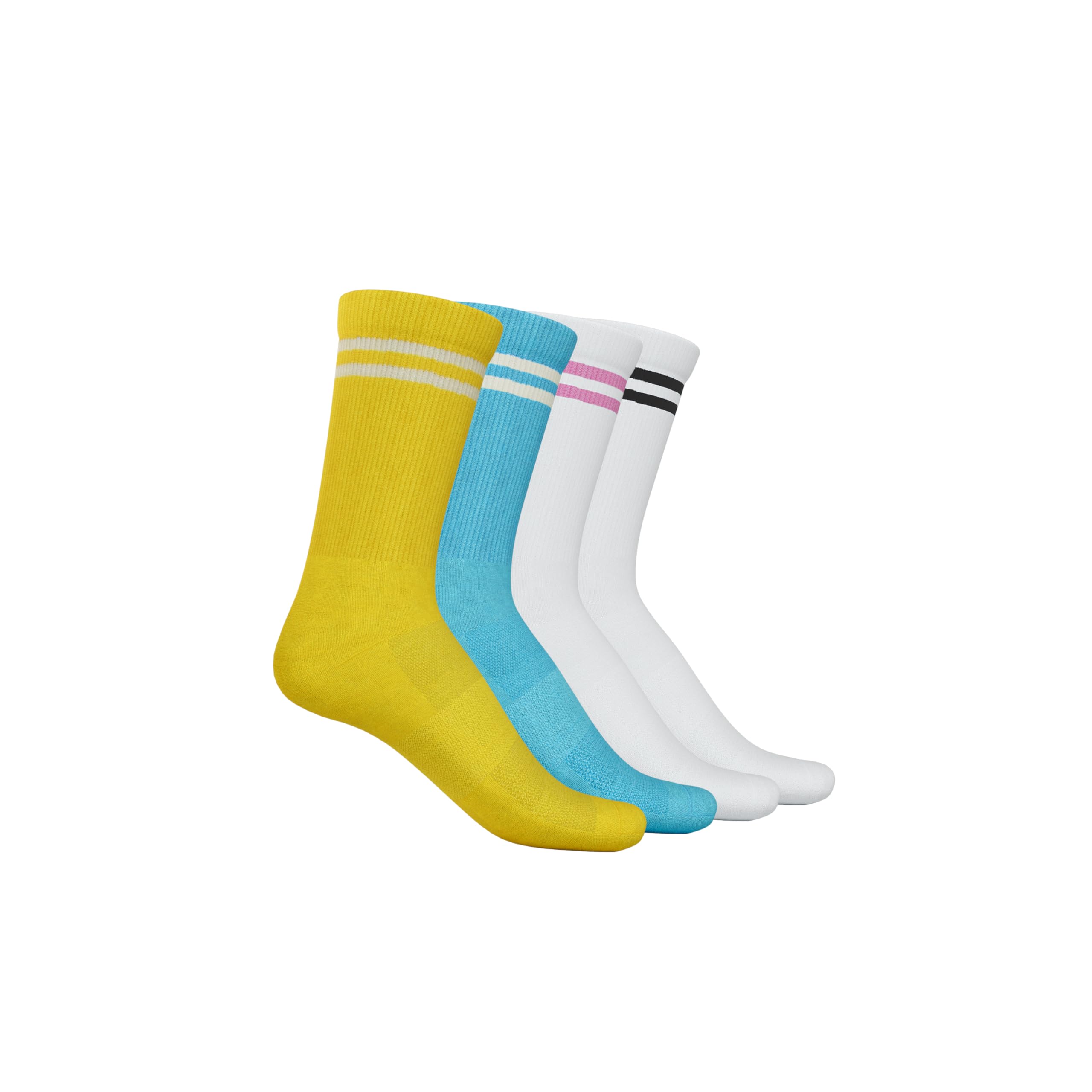 Unisex Bamboo Crew Length Socks, Pack of 4, Multicolor, Free Size, Striped, 84% Bamboo Blend, Adult, Crew, Anti-Odor & Breathable, Casual-image-20