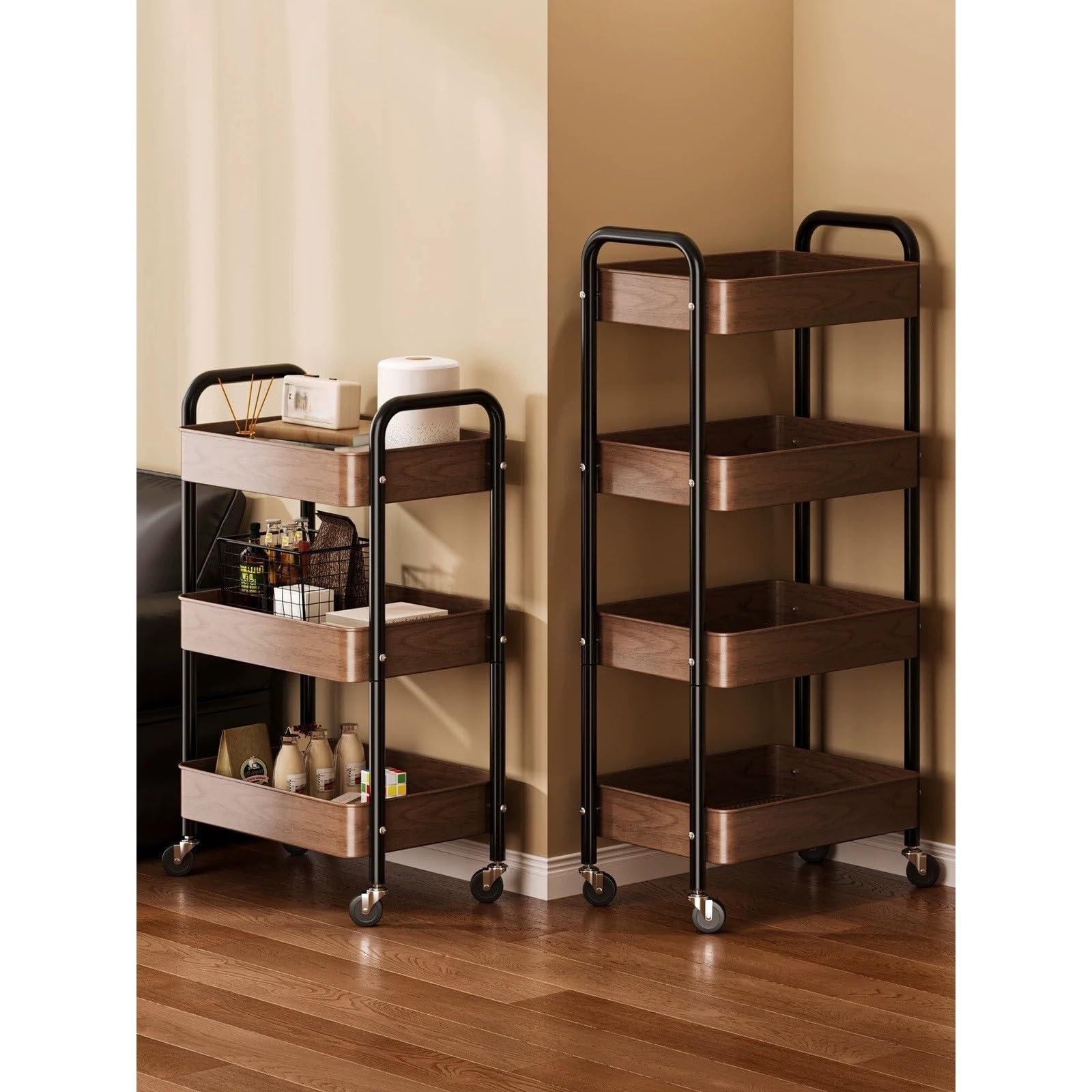 carrello da cucina Carrello portaoggetti con ruote, tavolino mobile for divano e organizer for ripiani for snack carrello portaoggetti