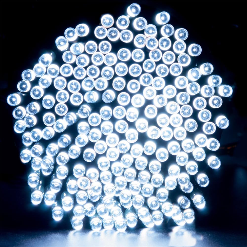 FANSU Outdoor Solar Garden Lights Solar Powered Waterproof, 8 Modes Decorative Lighting for Garden Party Wedding Festival Home (White,22m 200 Lights)