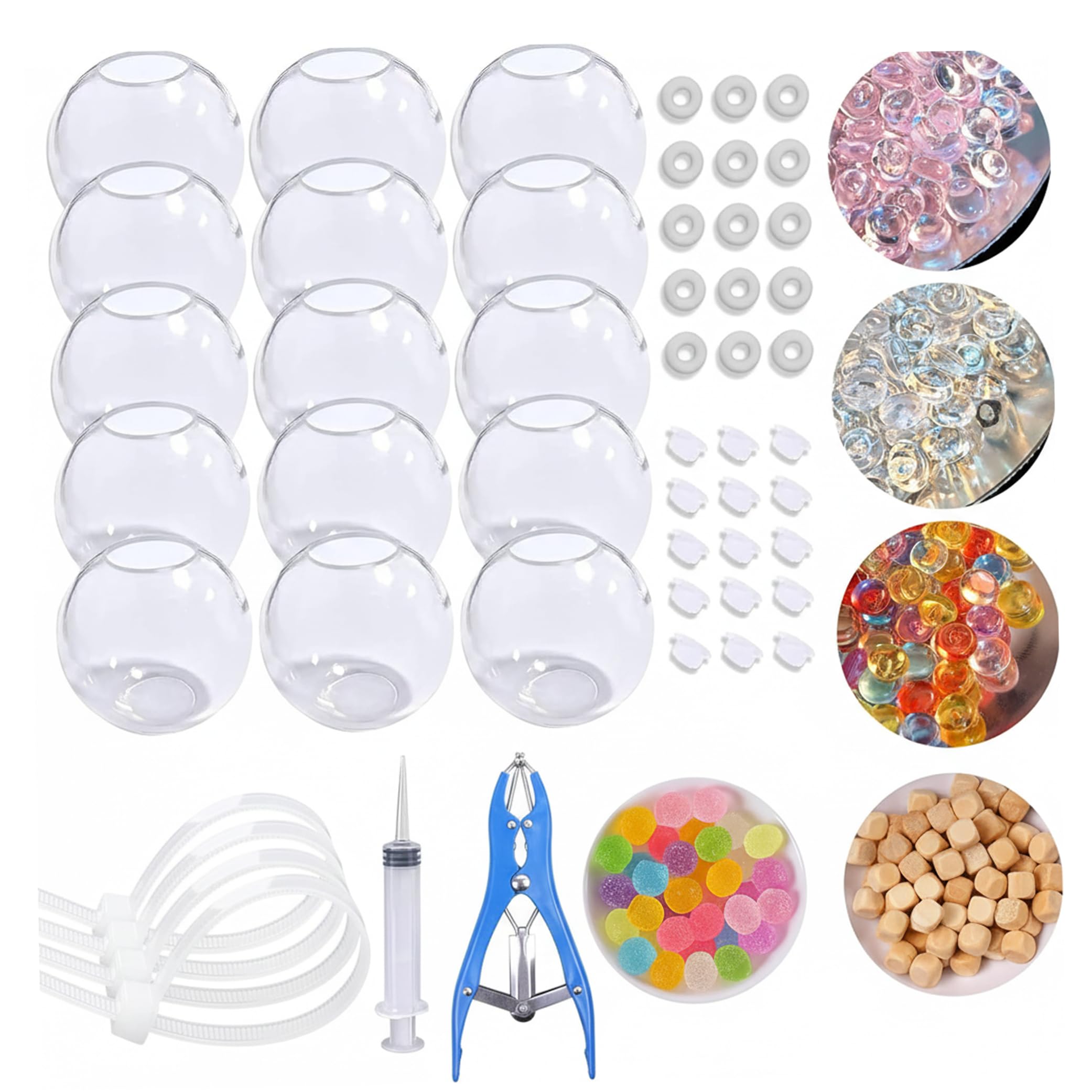 Ginwrek Stress Ball Making Kit, Diy Stress Ball Skin Transparent Empty Shells, Complete With Plugs & Zip Ties For Custom Fidget Toys & Relief