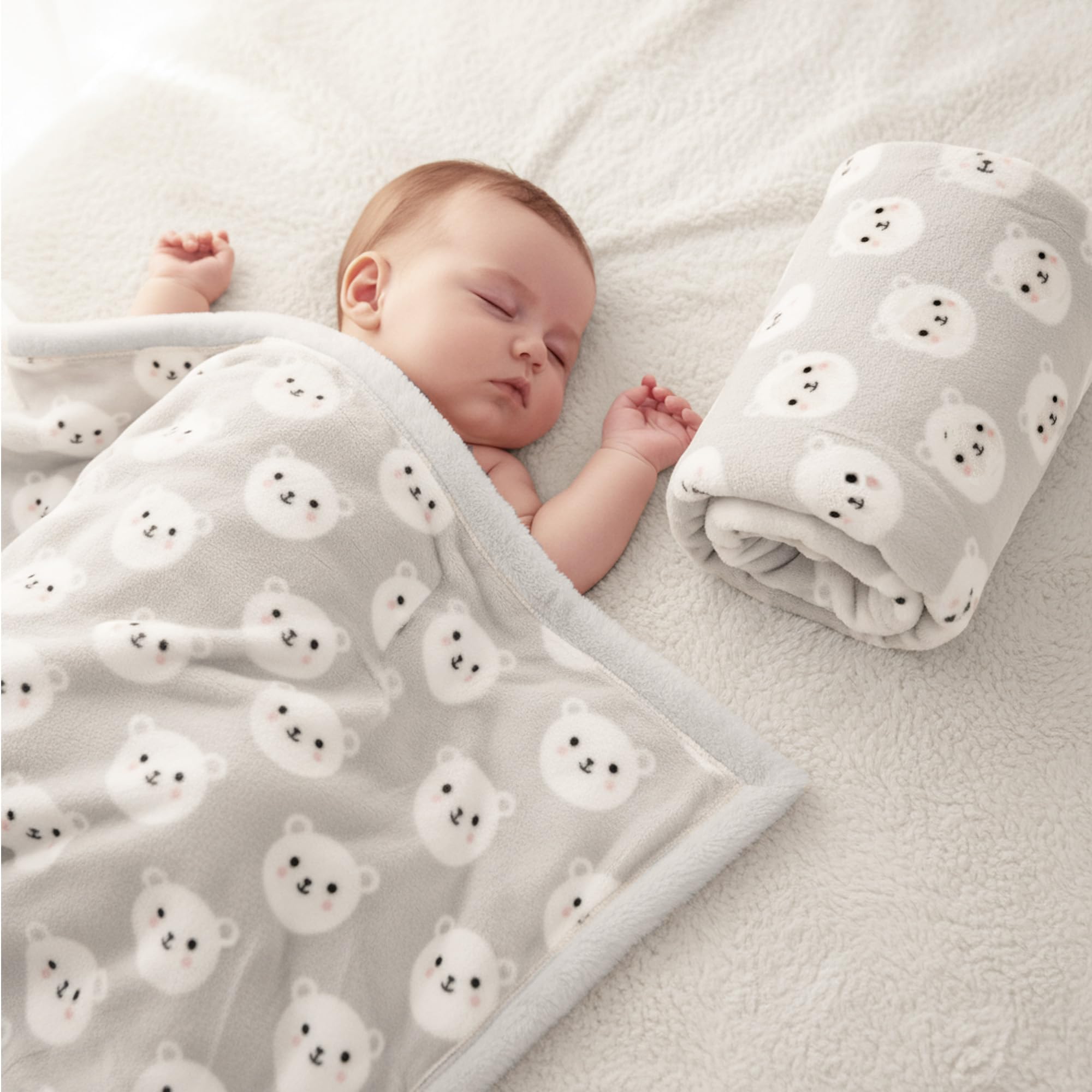 R for Rabbit Softkins Comfy Baby Blanket Warm Super Soft & Cozy Polyester Material Lightweight Machine Washable, 100 x 100 cms, 0+ Months for Kids Newborn Babies (Teddy Grey)-image-43
