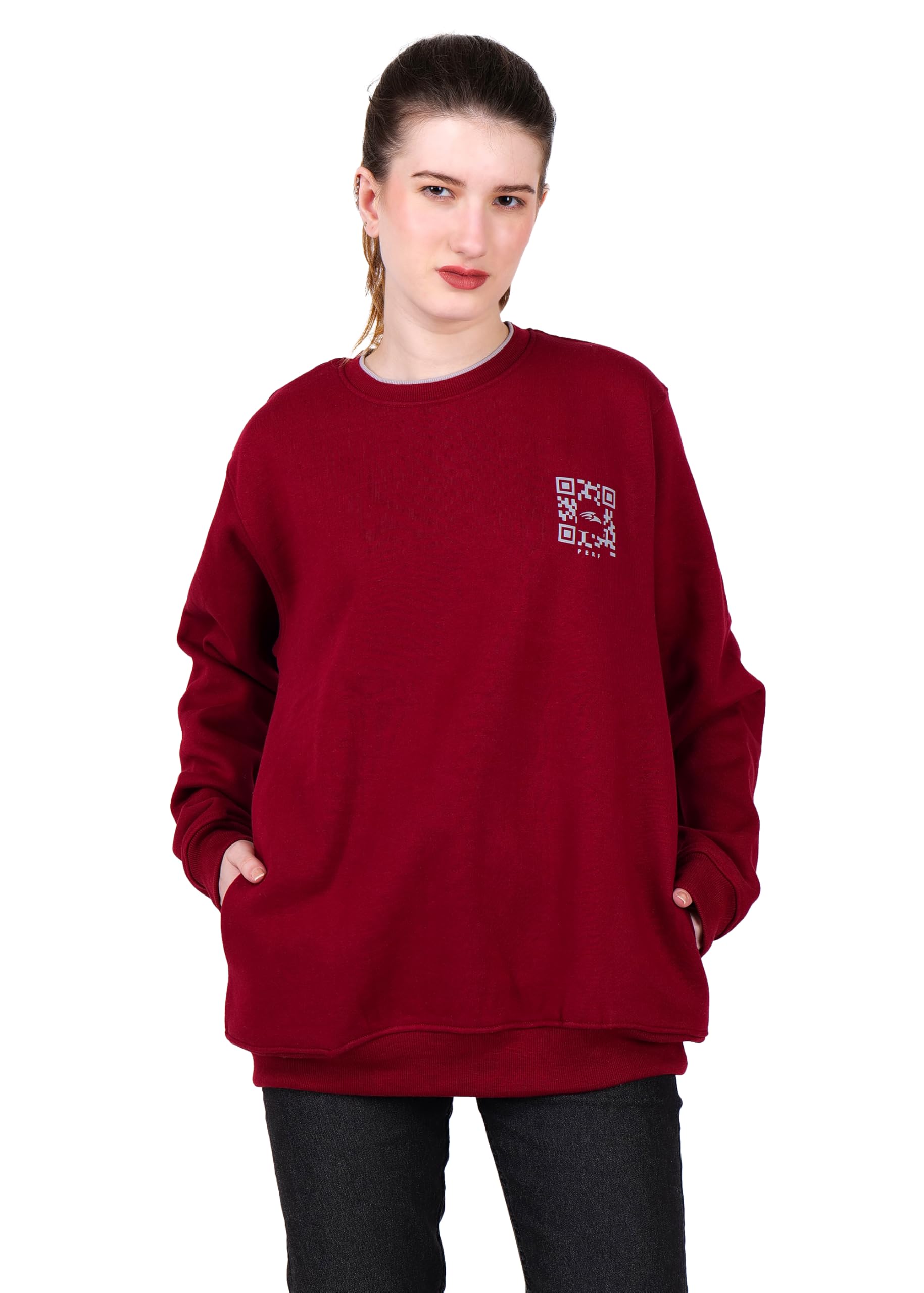 perf Women’s Soft Fleece Sweatshirt – Denim Blue, Poly-Cotton Blend, 340 GSM Warmth-picture-16
