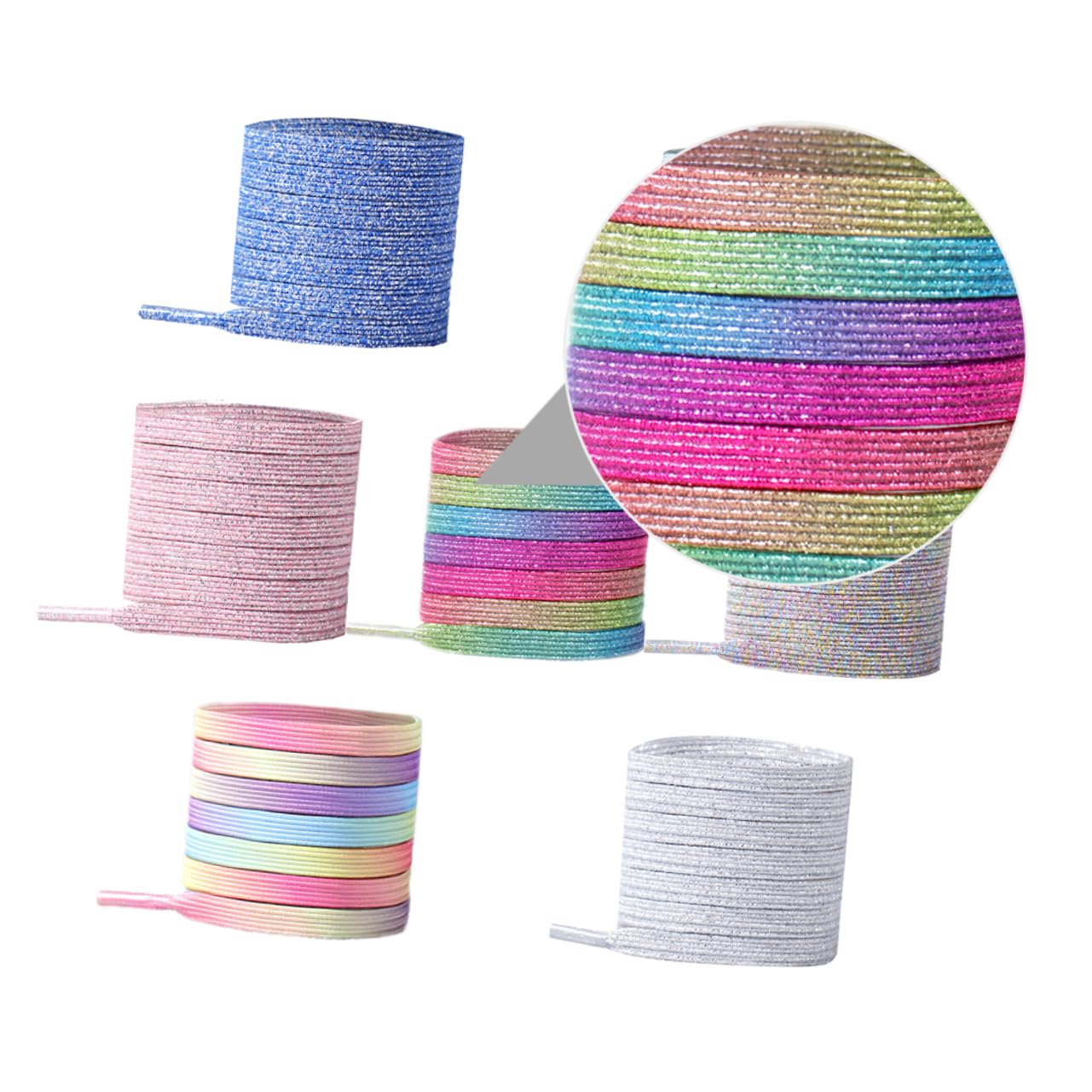 PACKOVE Fibbia senza lacci pigri lacci delle scarpe elasticizzati sostituzione dei lacci glitterati lacci scarpe elastici stringhe elastiche per scarpe shoe clips lacci senza lacci