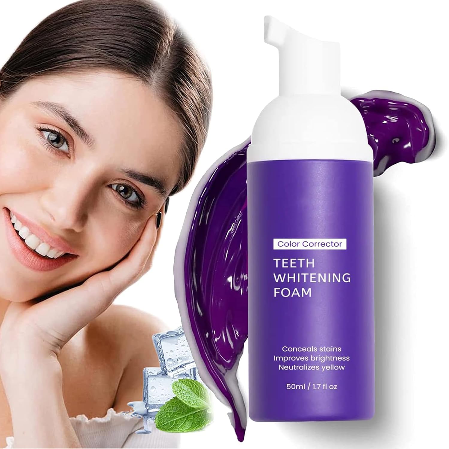 QEEROYO Purple Toothpaste Teeth Whitening, Purple Teeth Whitening Foam