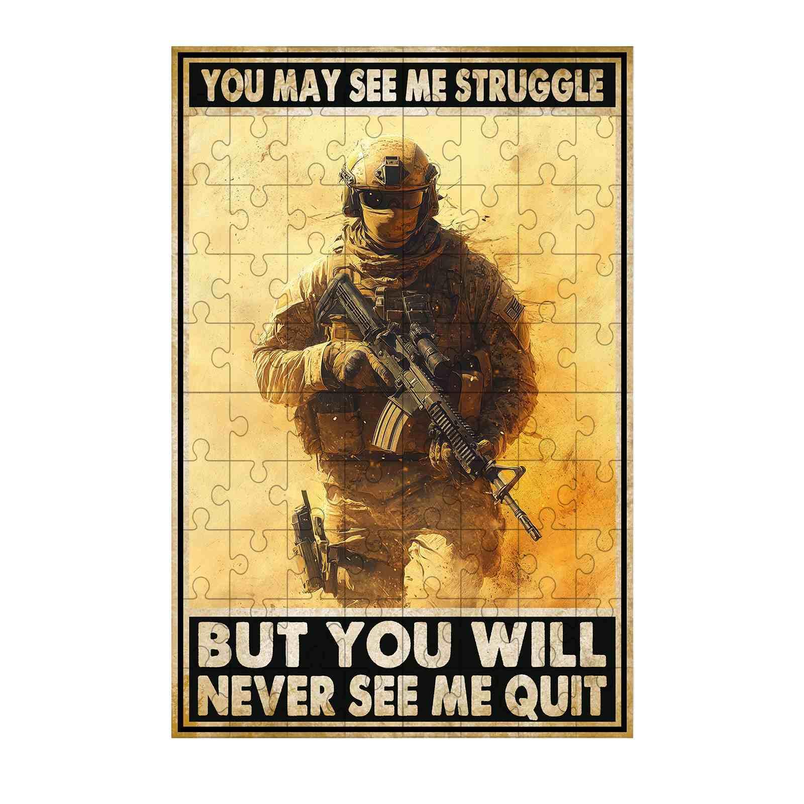 1000 Pieces Wooden Puzzle Patriotic Memorial Day You May See Me Struggle But Never Quit to Promote Problem Solving Logical Thinking Fine Motor Skill Development and Spatial Awareness 29.5x19.7 Inch