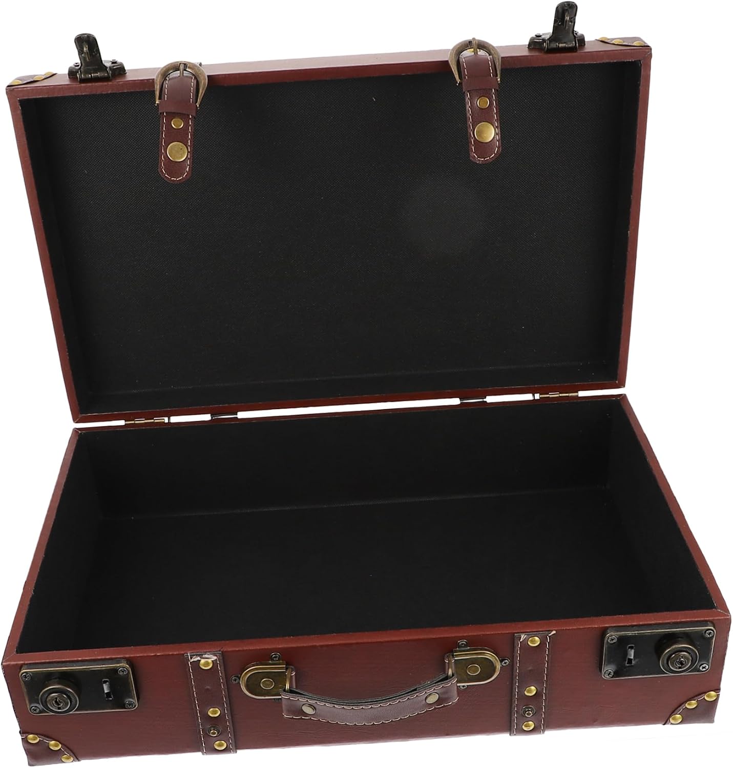 Chic Wooden Suitcase Storage Box for Documents, Portable Decor Prop