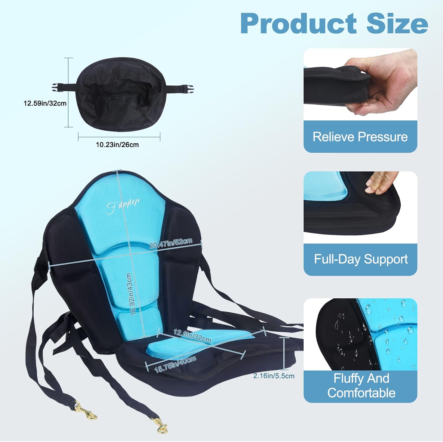 Thickened Kayak Seats - Premium Shockproof Seats with Back Support for Kayaking, Canoeing, Fishing, Paddle Boarding - Comfort, Versatility and Extra Storage (Green, 2 pcs)