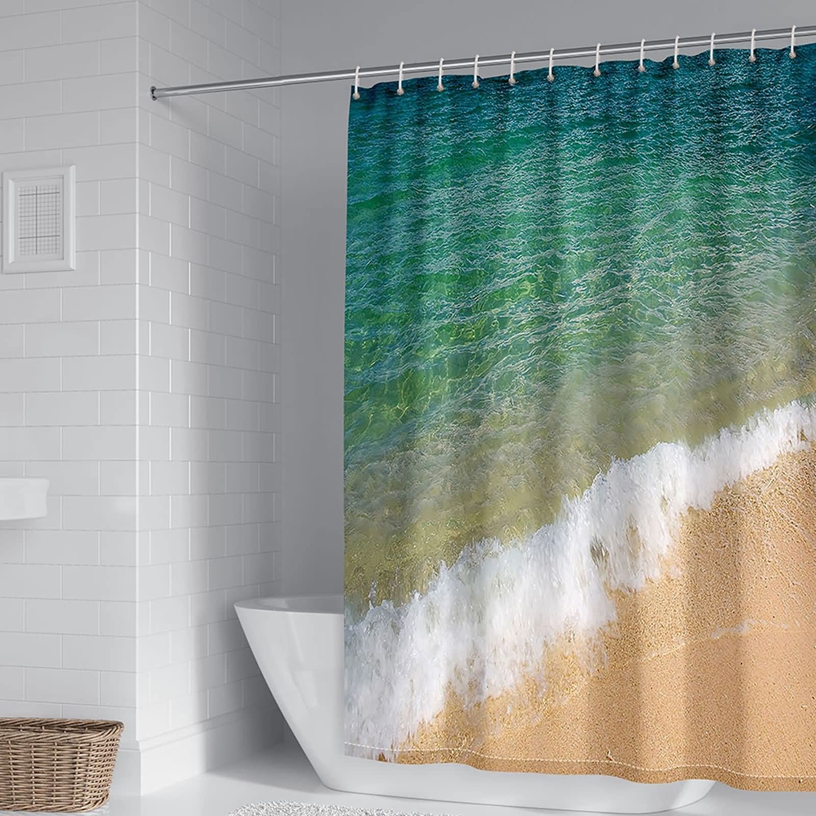 Rideau de douche 165x180cm polyester salle de bain KnSam plage