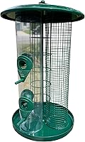 Vista 9 de Garden Guru - Comedero para pájaros a prueba de ardillas, tubo enjaulado para colgar al aire libre con 4 perchas para pájaros silvestres pequeños