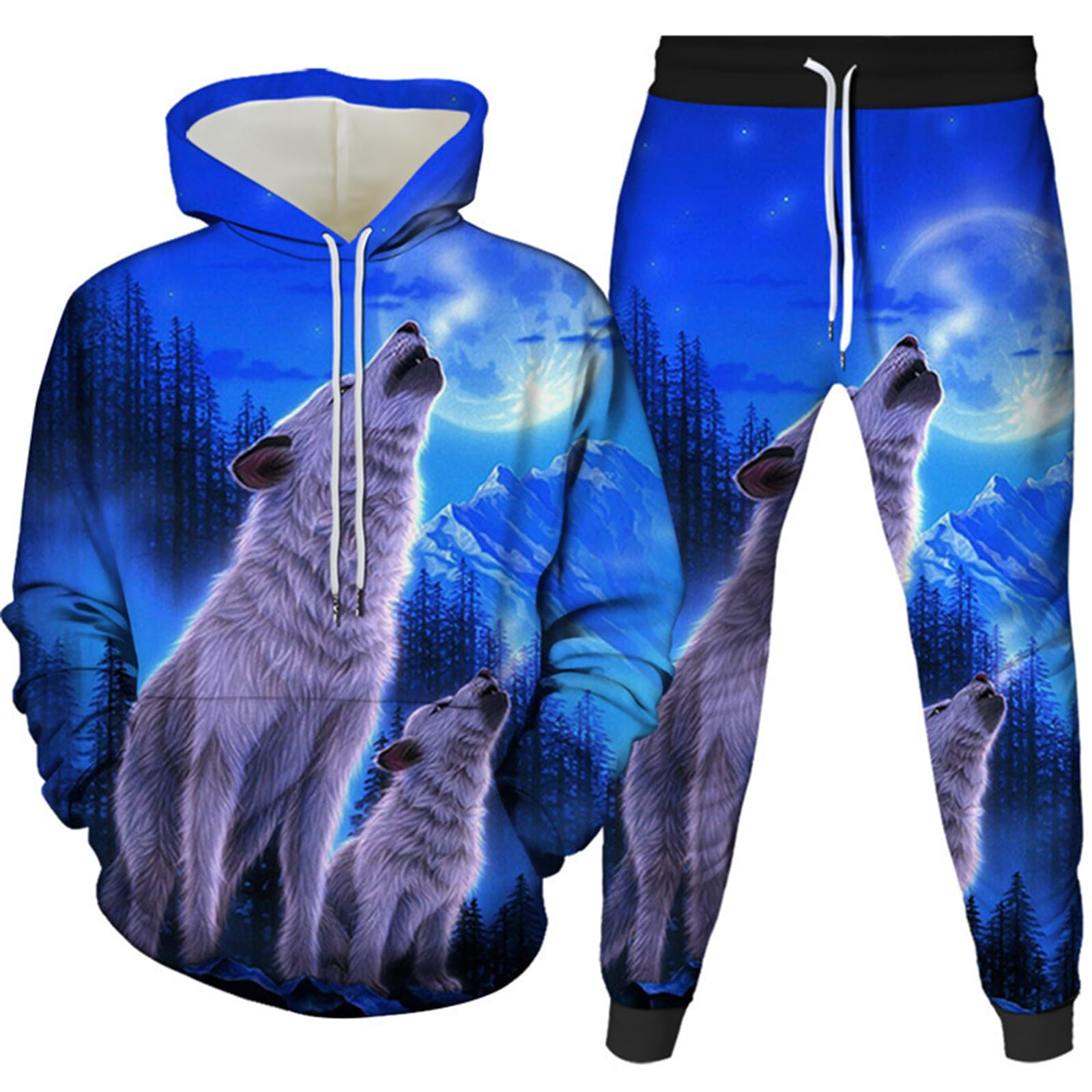 Keephen Men's # 2 Tracksuit Set Animal Wolf 3D Printed Hoodie And Joggers Pants Set Hip Hop Autumn Winter Two Piece Set Sportswear