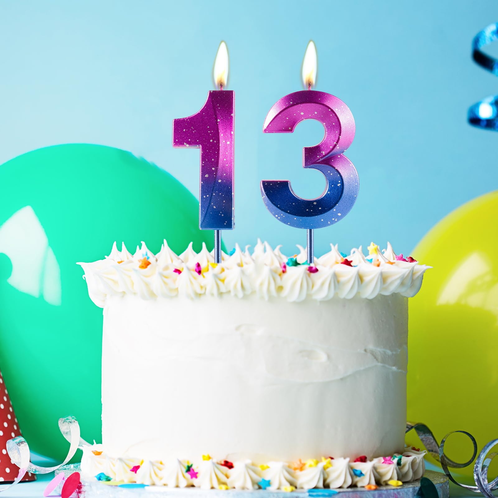 Geburtstagskerze Zahl 12 Mit Galaxie-Farbverlauf – 3D-Diamant Design Aus Wachs, Für Kuchen & Partydekoration