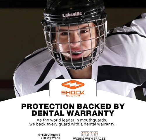 Miniatura 6 de Shock Doctor Protector bucal, protector bucal de fútbol de ajuste personalizado, protector bucal moldeable, lacrosse, hockey, artes marciales
