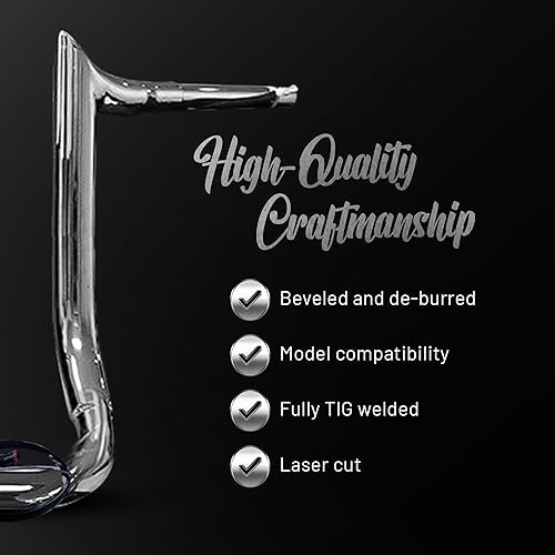 Miniatura 4 de Dominator Industries Manillar de barra de mono con gancho de carne de 1 14 pulgadas con precableado de 10 pulgadas compatible con Harley-Davidson