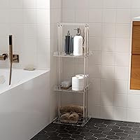 Vista 6 de Aquiver Acrylic Standing Shower Caddy - 3 Tier Shower Organizer Stand with Handle - Corner Shower Caddy for Inside Bathroom, Bathtub, 11'' L x 10