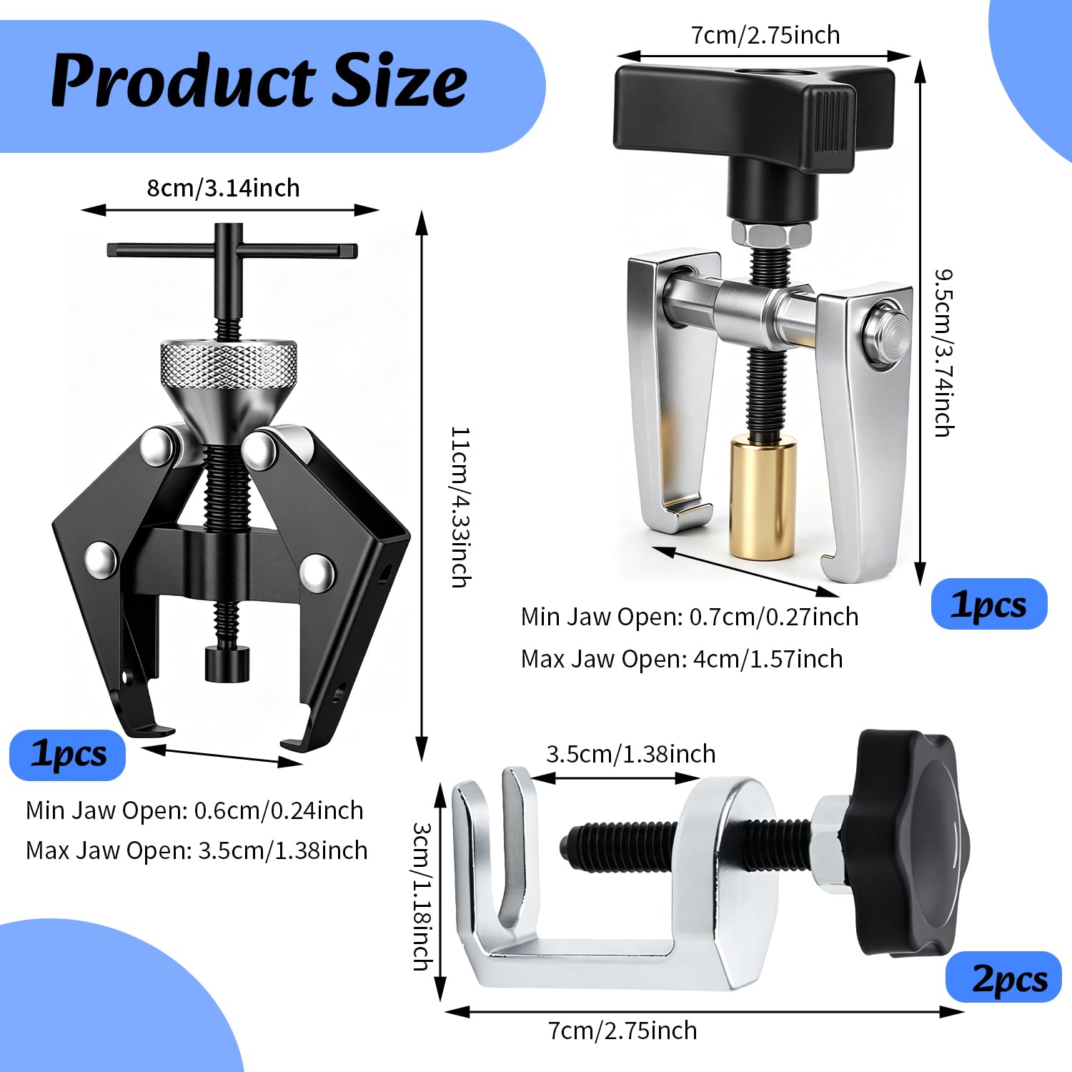 Extracteur Essuie Glace Extracteur de Roulement Arrache Moyeu Set 4 Pièces | Plage Ajustable, Ouverture Max 40mm, Entretien Automobile, Accessoires Atelier, Démontage Mécanique
