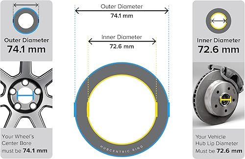 Miniatura 17 de StanceMagic - Anillos centradores de 54.1 mm DI a 67.1 mm DE, plástico negro, compatibles solo con Scion, Mazda y Toyota con cubos de 54.1 mm