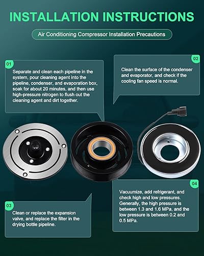 Miniatura 7 de SCITOO Kit de montaje de bobina de embrague del compresor del AC para N-issan Maxima Altima 3.5L 2002-2007 CO 10874JC