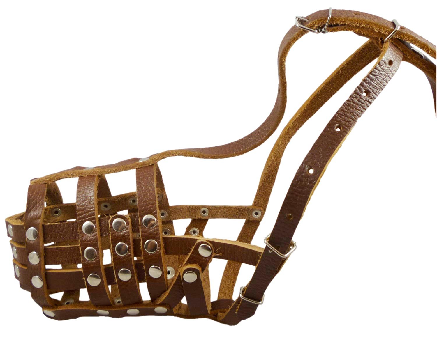 Muselière panier en cuir brun taille 12 pour Doberman