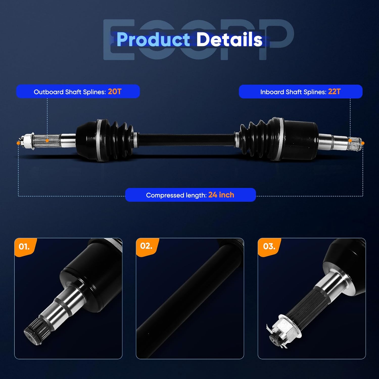 ECCPP/CV Axle Drive Shaft Assembly fit 2005-2007 for Polaris Ranger 700 500 XP 700 Rear Left Right 1332284