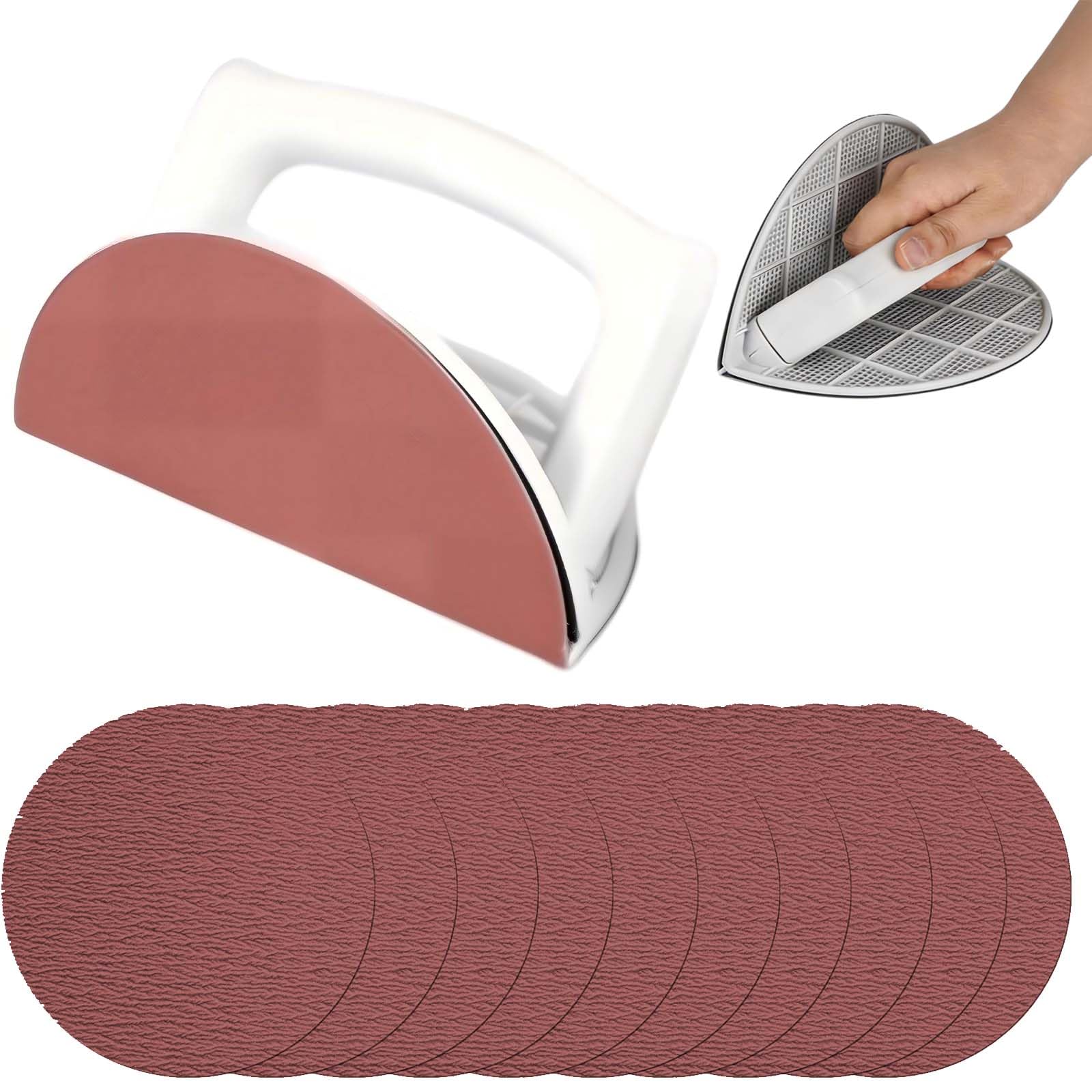 Lijadora Angular Semicircular Multifuncional FORMVERSITY, 5 Pulgadas Lijadora de Mano para Paneles de Yeso, Lijadora de Esquinas Kit de Lijadora de Detalles Manual Autoadhesiva con 10 Hojas de Lija